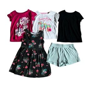 Girls Size 5/6 Clothing Bundle – Summer Tees, Dress, Shorts play graphic t comfy